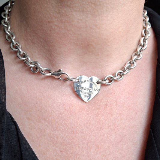 Preloved Vintage Please Return to Tiffany & Co Silver Heart Tag Necklace