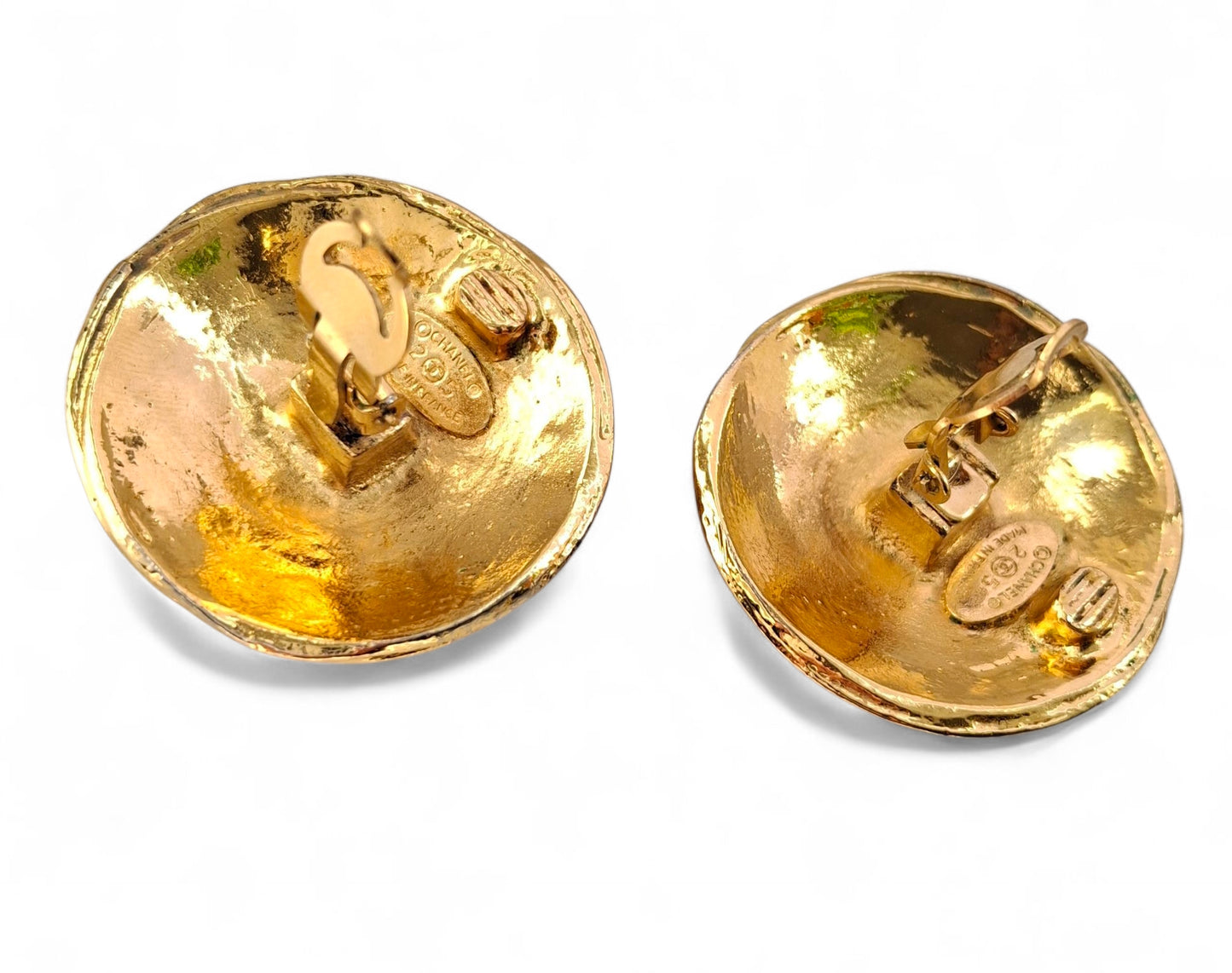 1980s Vintage Chanel Gold Plated CC Logo Earrings