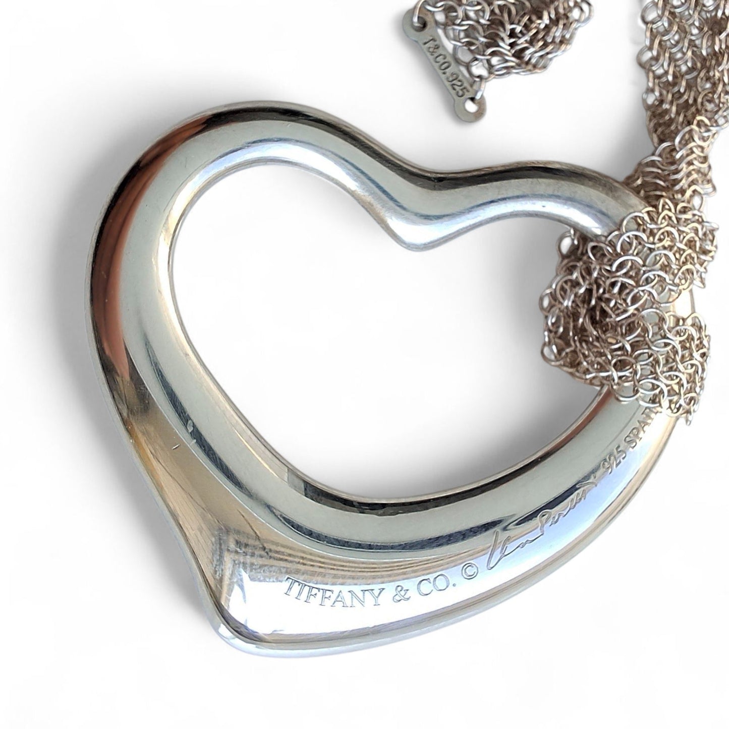 Preloved Vintage Tiffany & Co Elsa Peretti Open Heart Mesh Pendant Necklace
