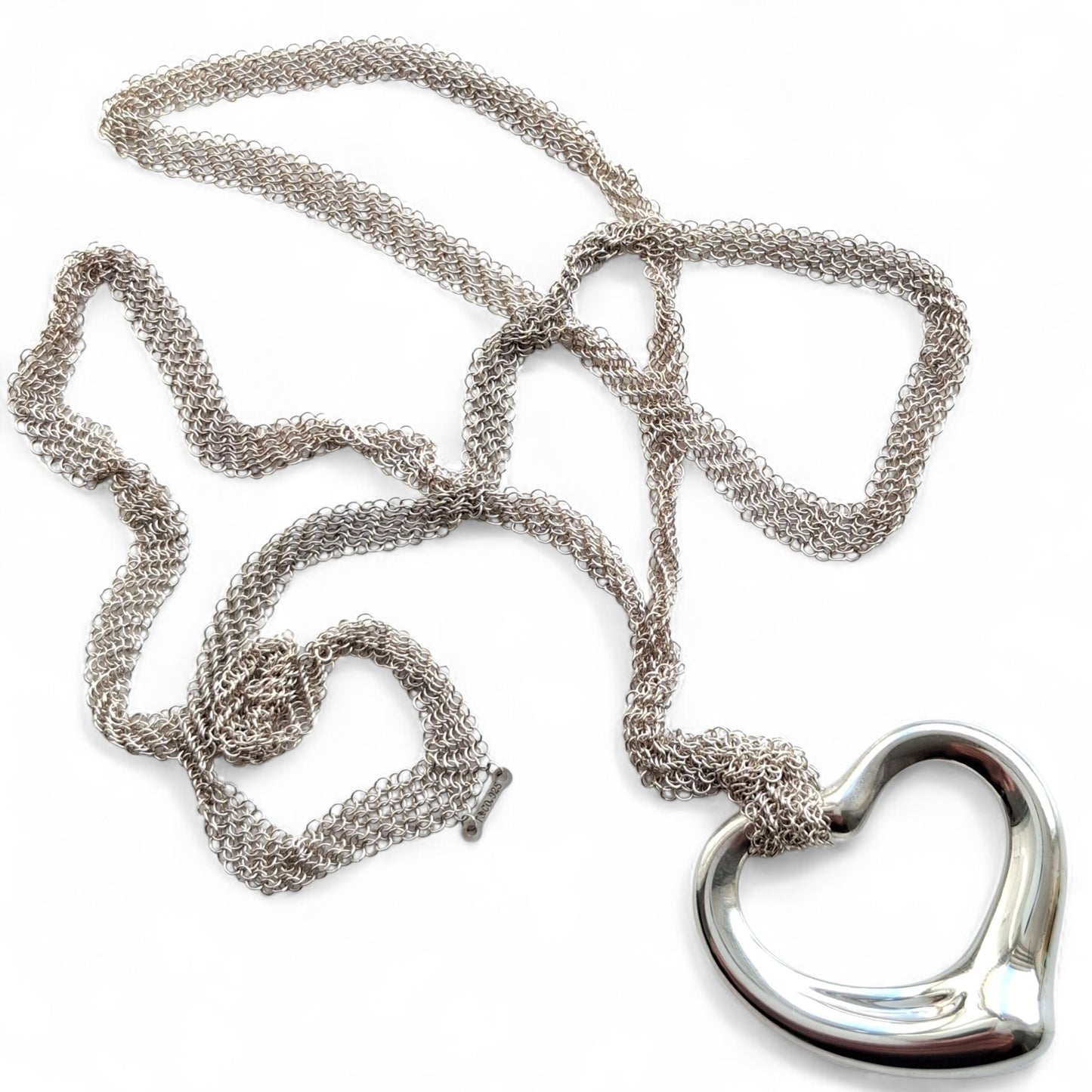 Preloved Vintage Tiffany & Co Elsa Peretti Open Heart Mesh Pendant Necklace