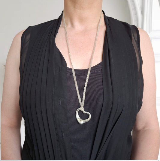 Preloved Vintage Tiffany & Co Elsa Peretti Open Heart Mesh Pendant Necklace