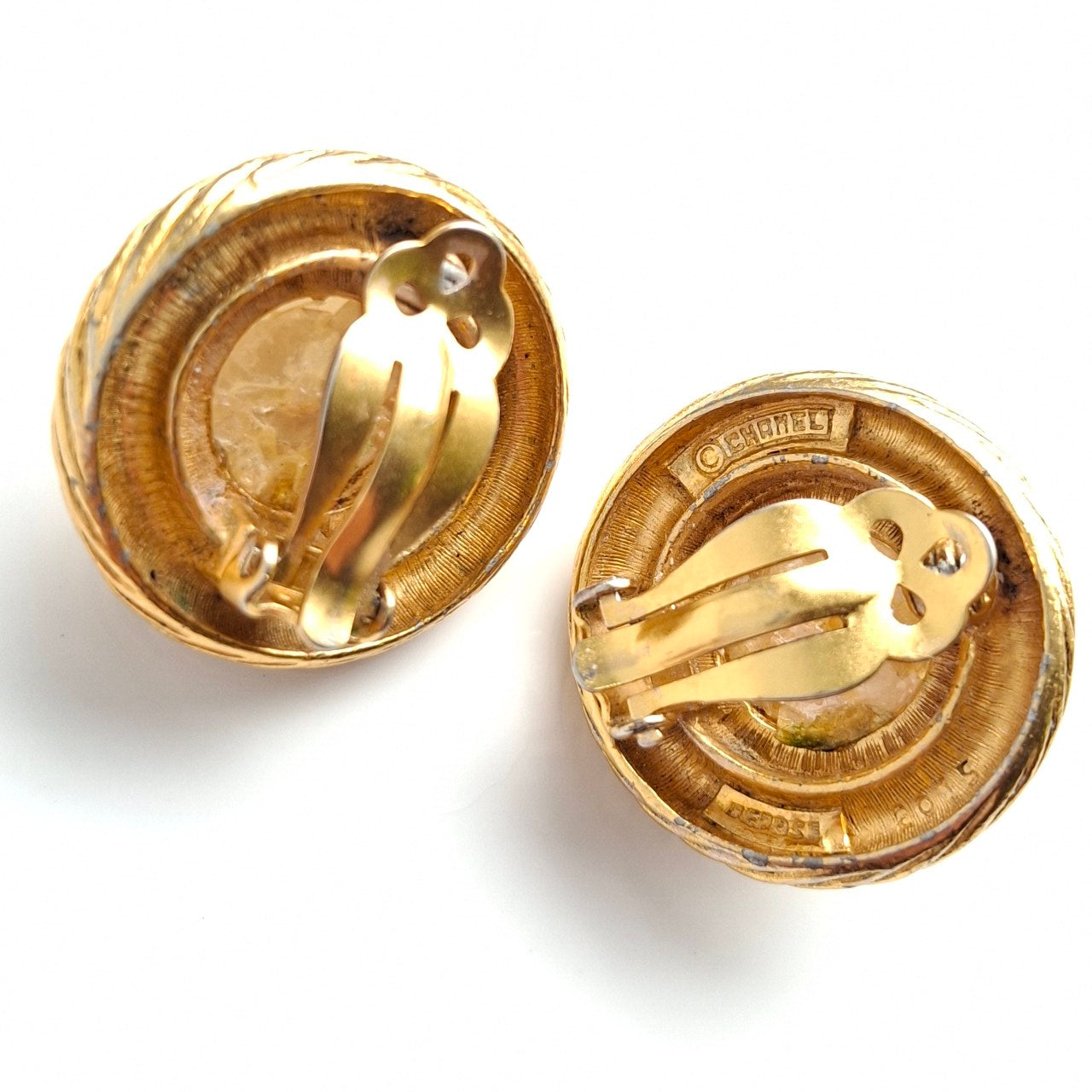 Vintage 1980s Chanel Gold Tone Faux Pearl Clip-on Earrings