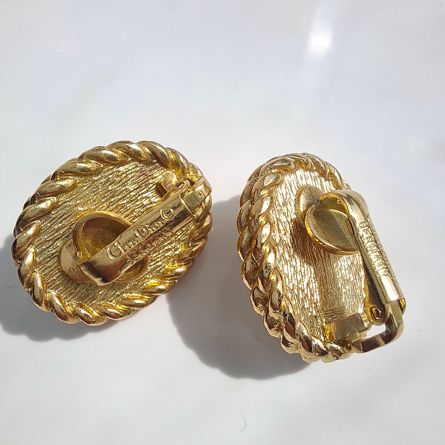 Vintage Christian Dior Gold Tone Faux Mabe Pearl Clip-on Earrings
