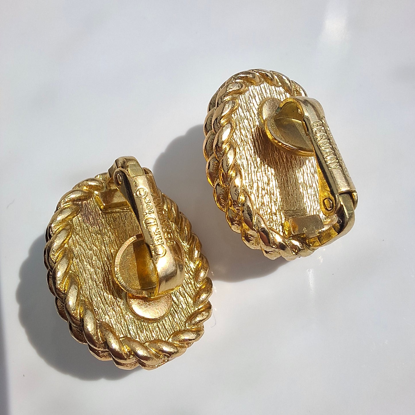 Vintage Christian Dior Gold Tone Faux Mabe Pearl Clip-on Earrings