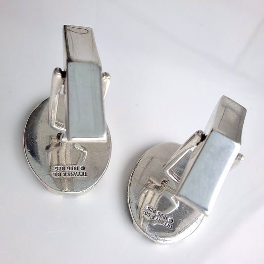 Preloved Vintage Tiffany & Co Oval Stripe 925 Sterling Silver Cufflinks