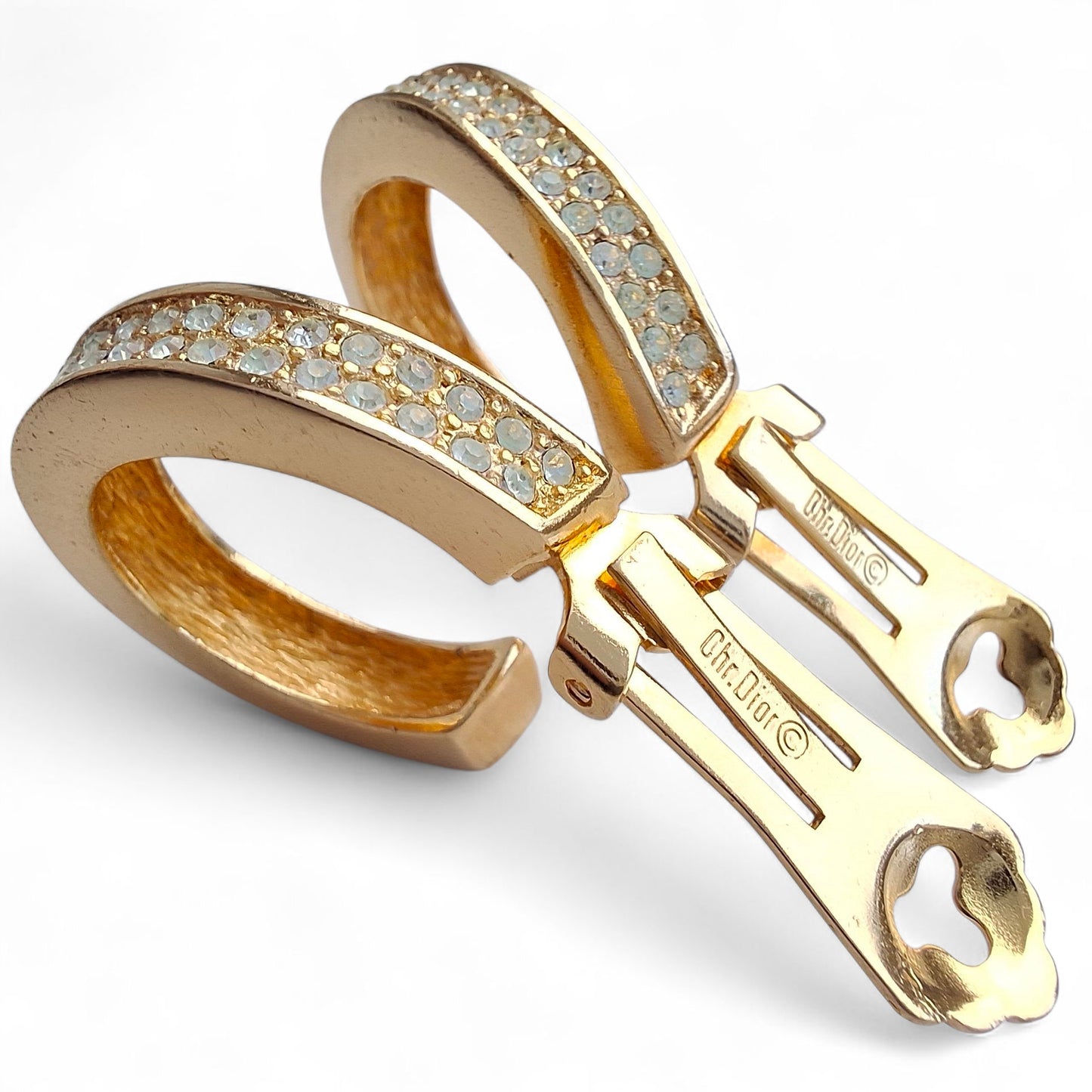 Vintage Christian Dior Diamante Hoop Earrings