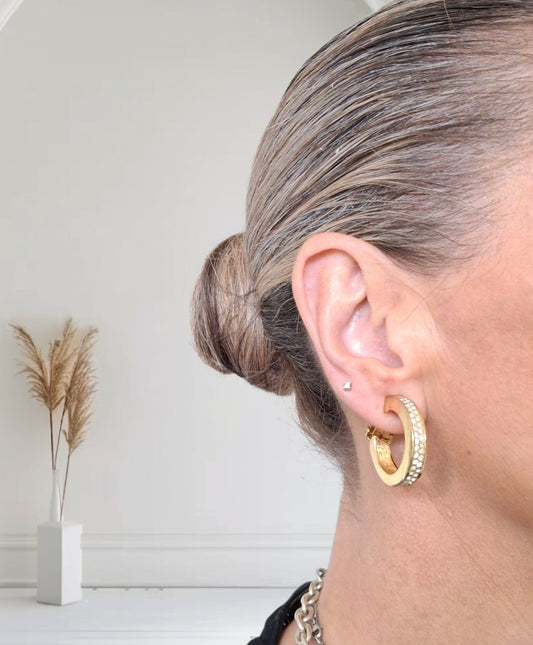Vintage Christian Dior Diamante Hoop Earrings