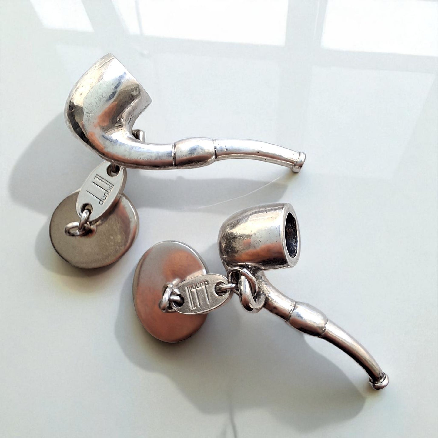 Vintage Dunhill Hallmarked 925 Sterling Silver Novelty Smokers Pipe Cufflinks