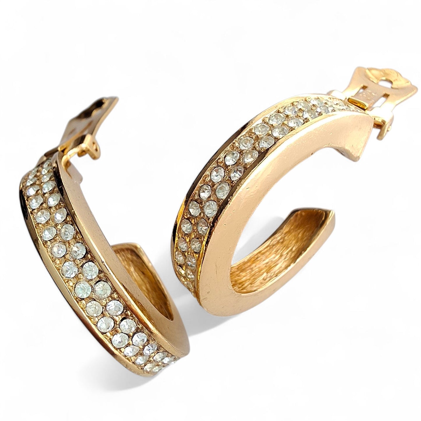 Vintage Christian Dior Diamante Hoop Earrings