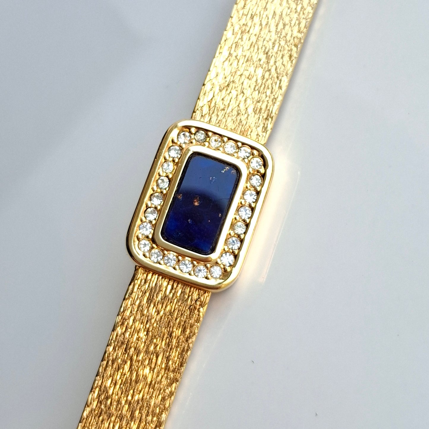Christian Dior Lapis Lazuli Gold Mesh Bracelet