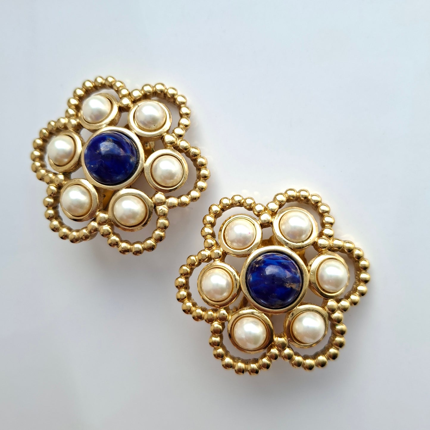 Christian Dior Lapis Lazuli Vintage Clip-on Earrings