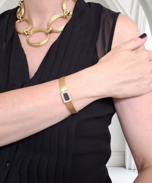 Christian Dior Lapis Lazuli Gold Mesh Bracelet