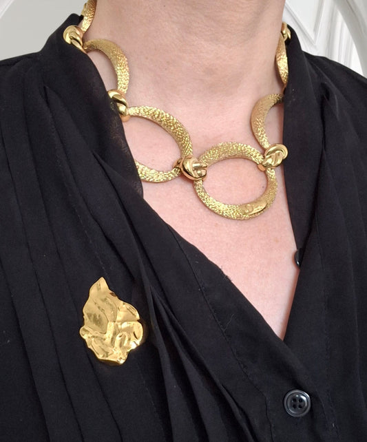 Vintage Yves Saint Laurent Gold Leaf Pin Brooch