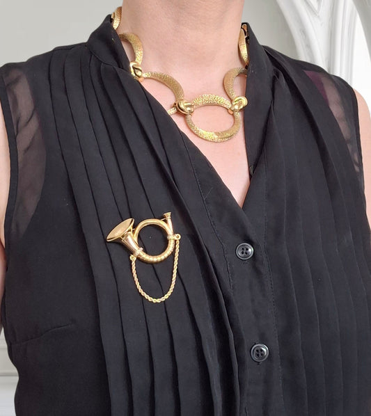 Christian Dior Vintage French Horn Brooch