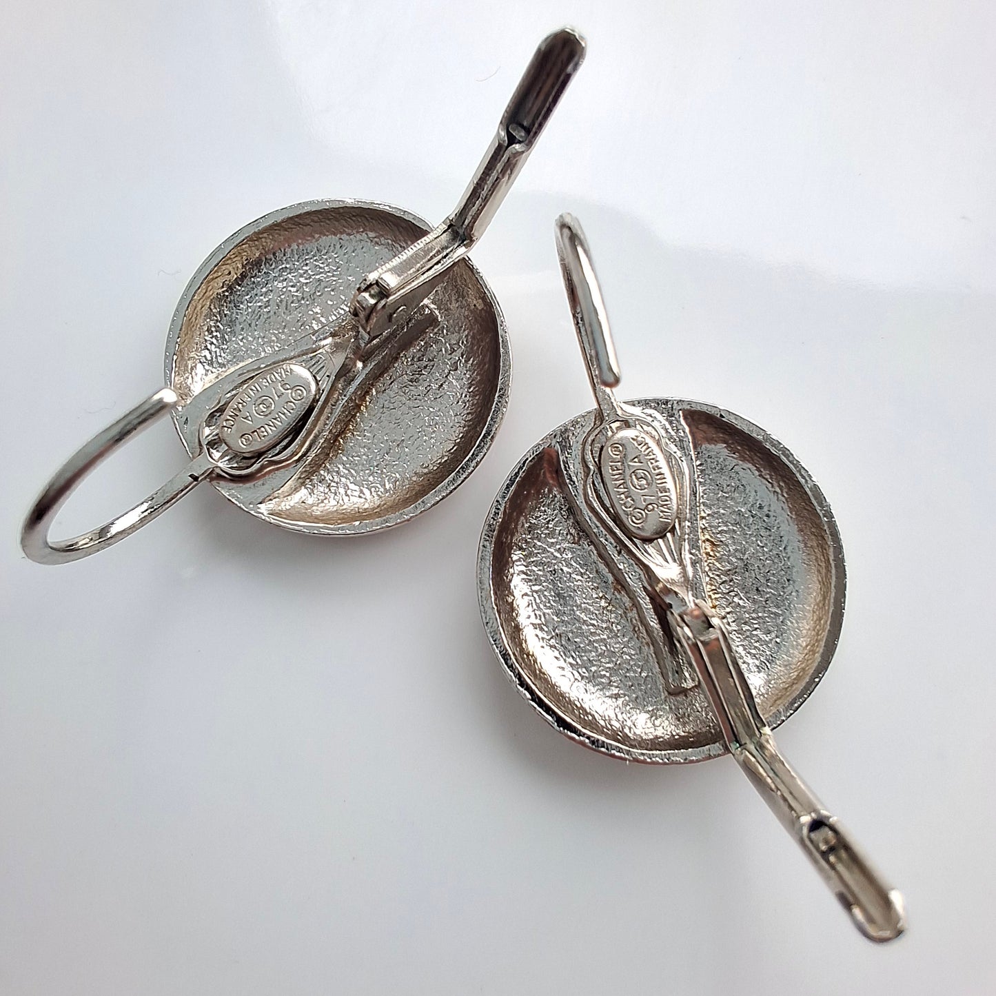 Chanel CC Logo Silver Tone Earrings
