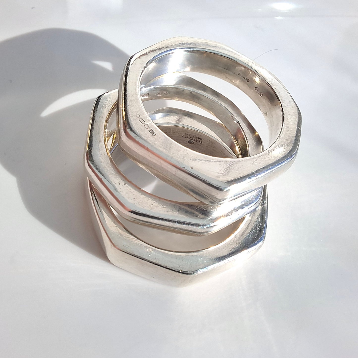 Vintage Gucci Hex Trademark Stacking Rings