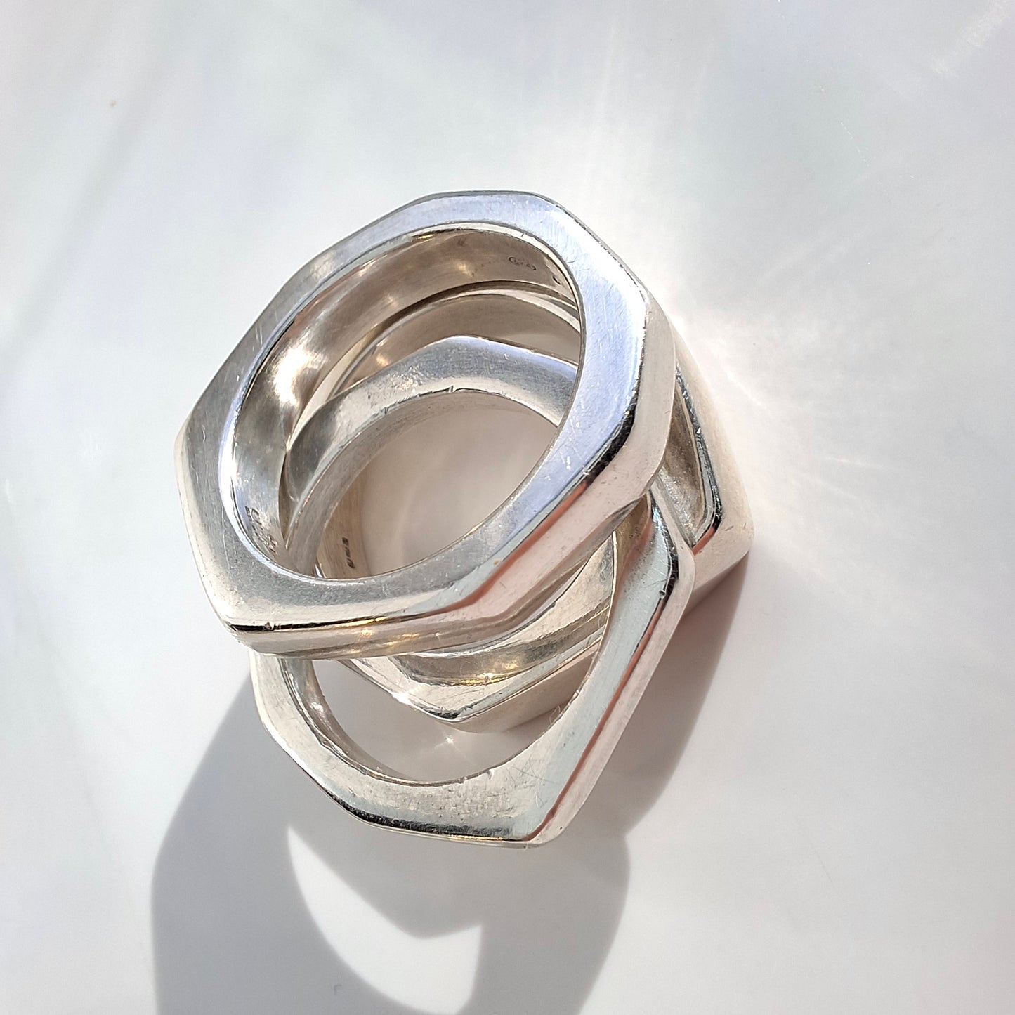 Vintage Gucci Hex Trademark Stacking Rings