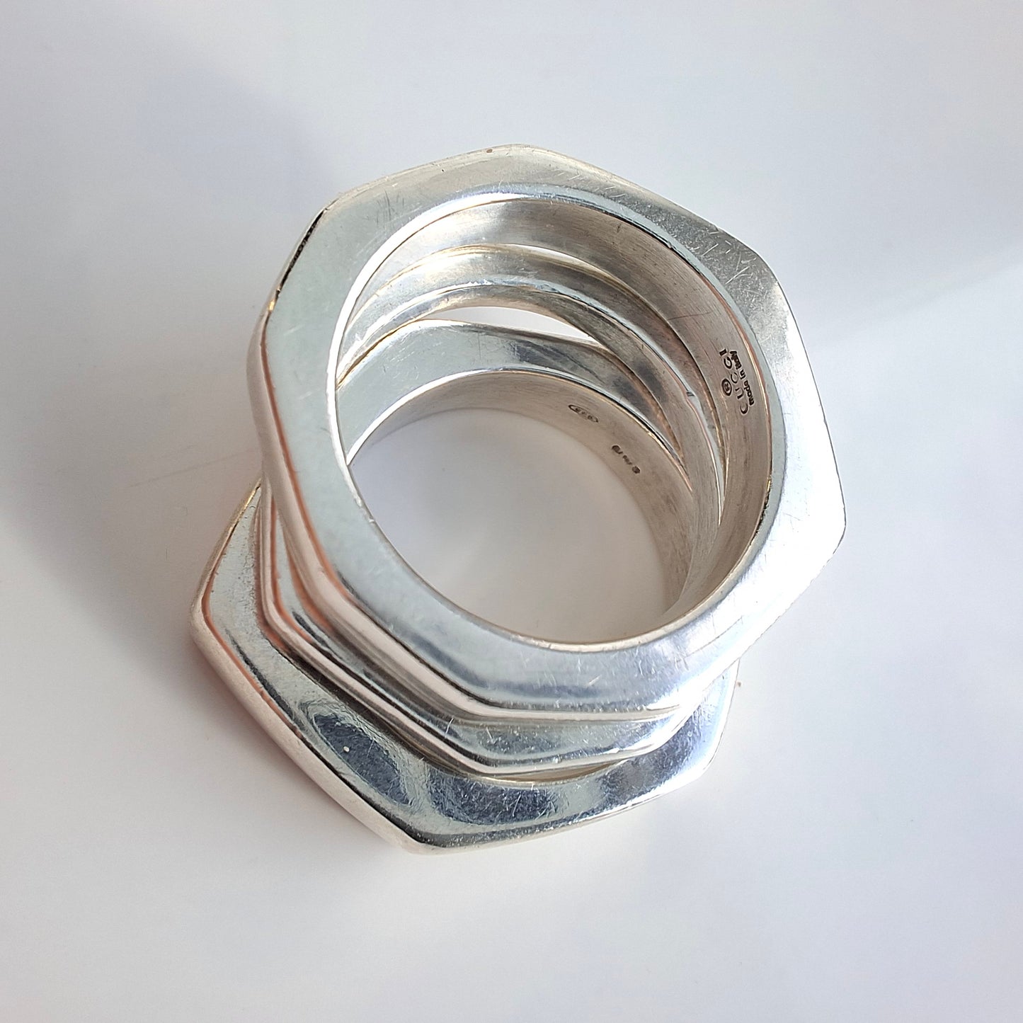Vintage Gucci Hex Trademark Stacking Rings