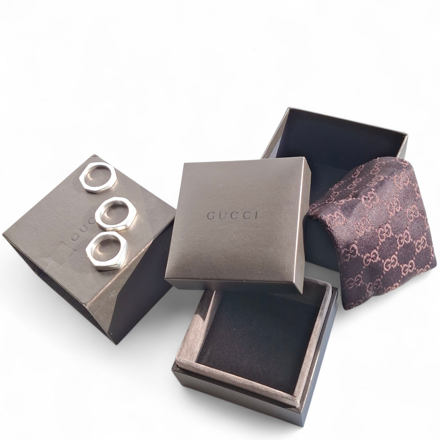Vintage Gucci Hex Trademark Stacking Rings
