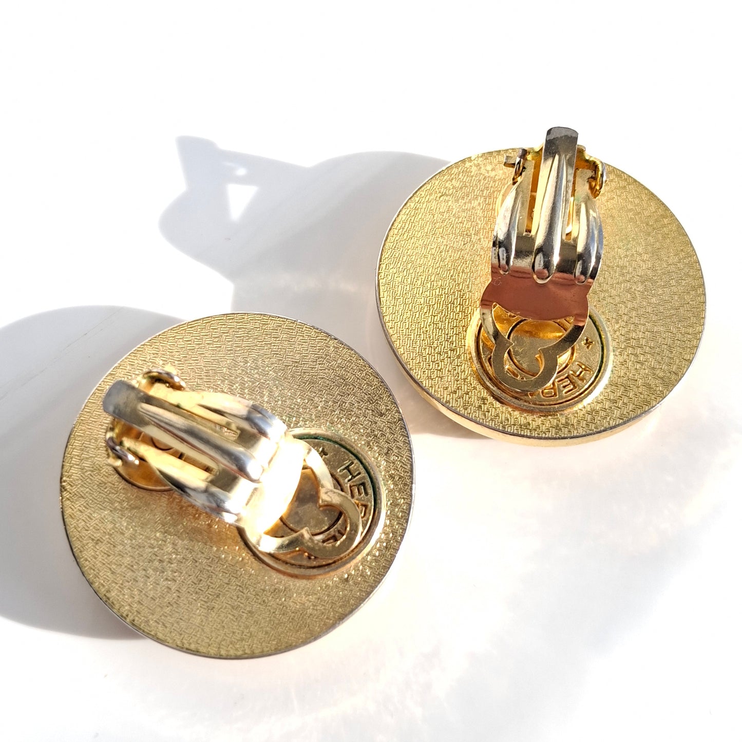 Vintage Hermes Clou de Selle Patinated Leather Clip-on Earrings