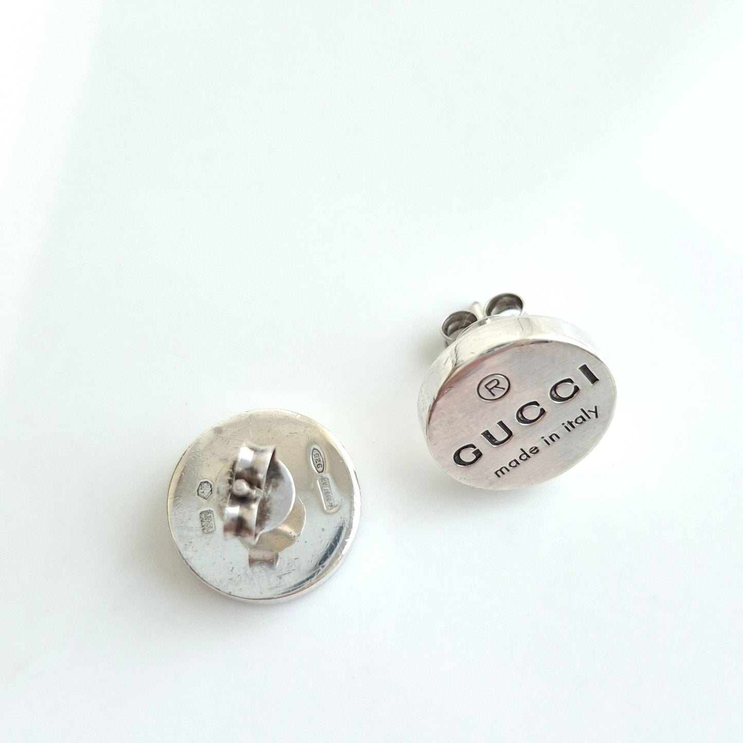 Vintage Gucci Logo Silver Stud Earrings