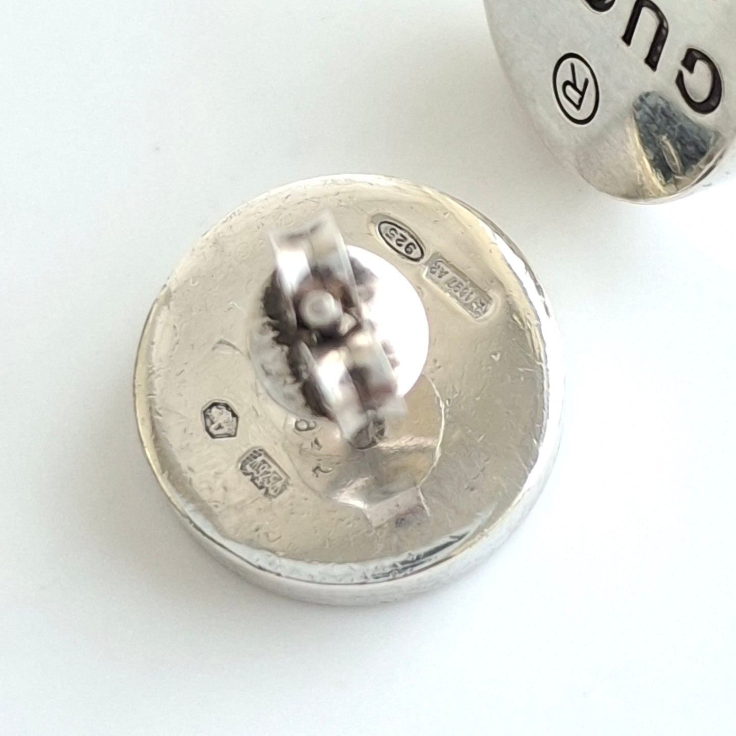 Vintage Gucci Logo Silver Stud Earrings