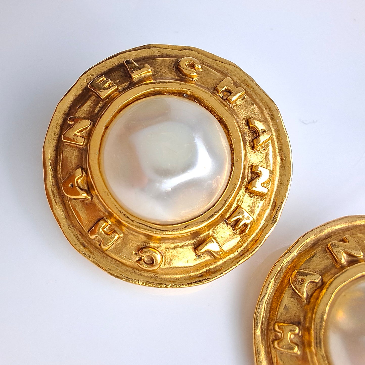 Vintage Chanel Etruscan Gold & Baroque Pearl Earrings