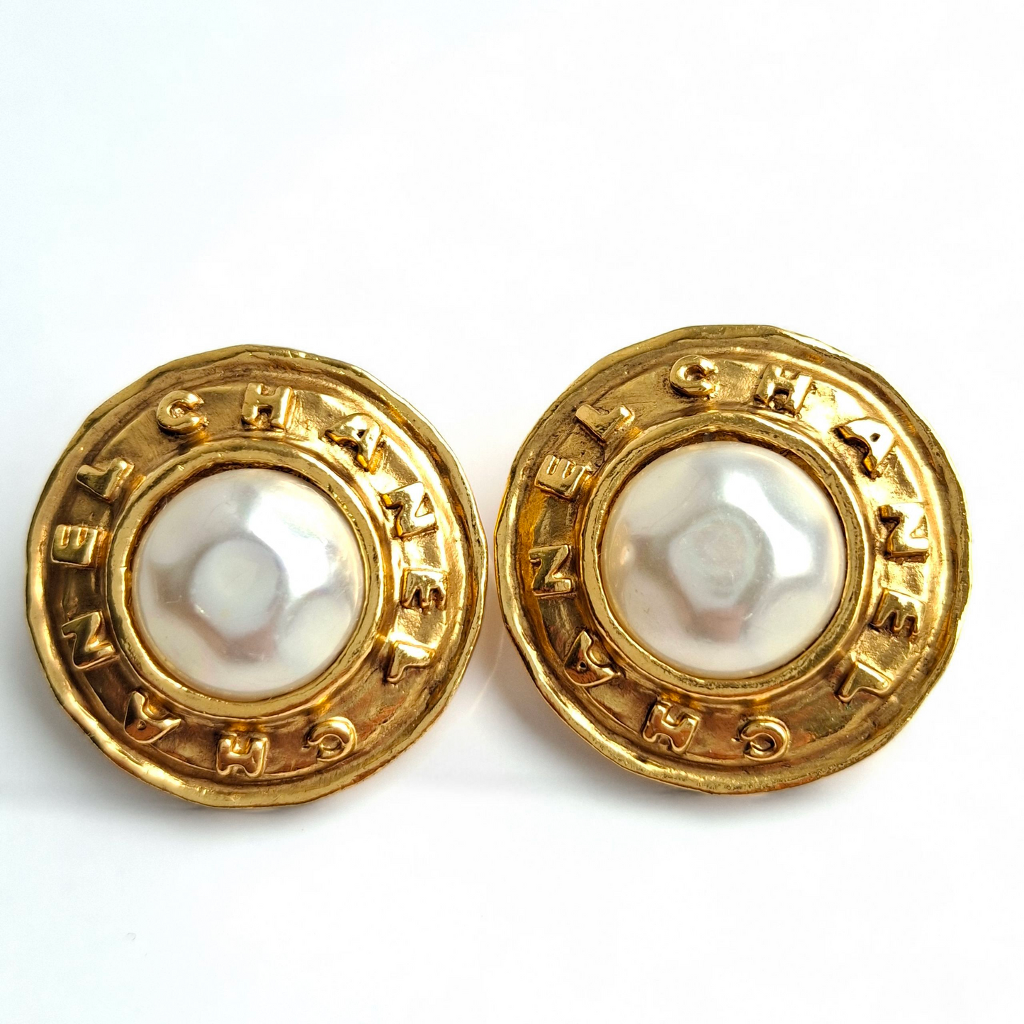 Vintage Chanel Etruscan Gold & Baroque Pearl Earrings