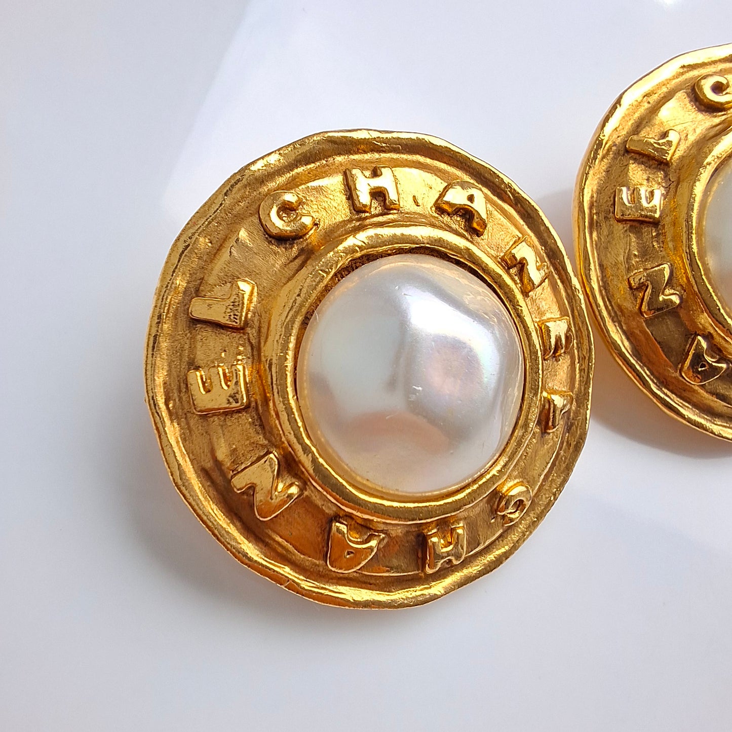 Vintage Chanel Etruscan Gold & Baroque Pearl Earrings