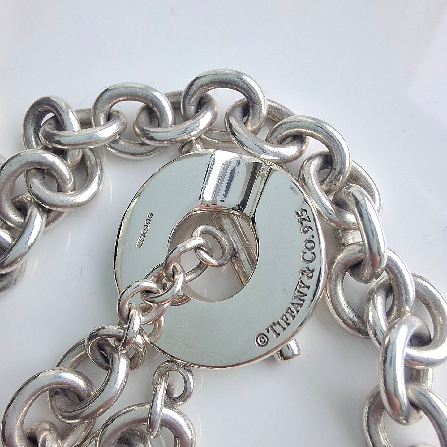 Vintage Tiffany & Co. 1837 Silver Circle Toggle Necklace With Original Box
