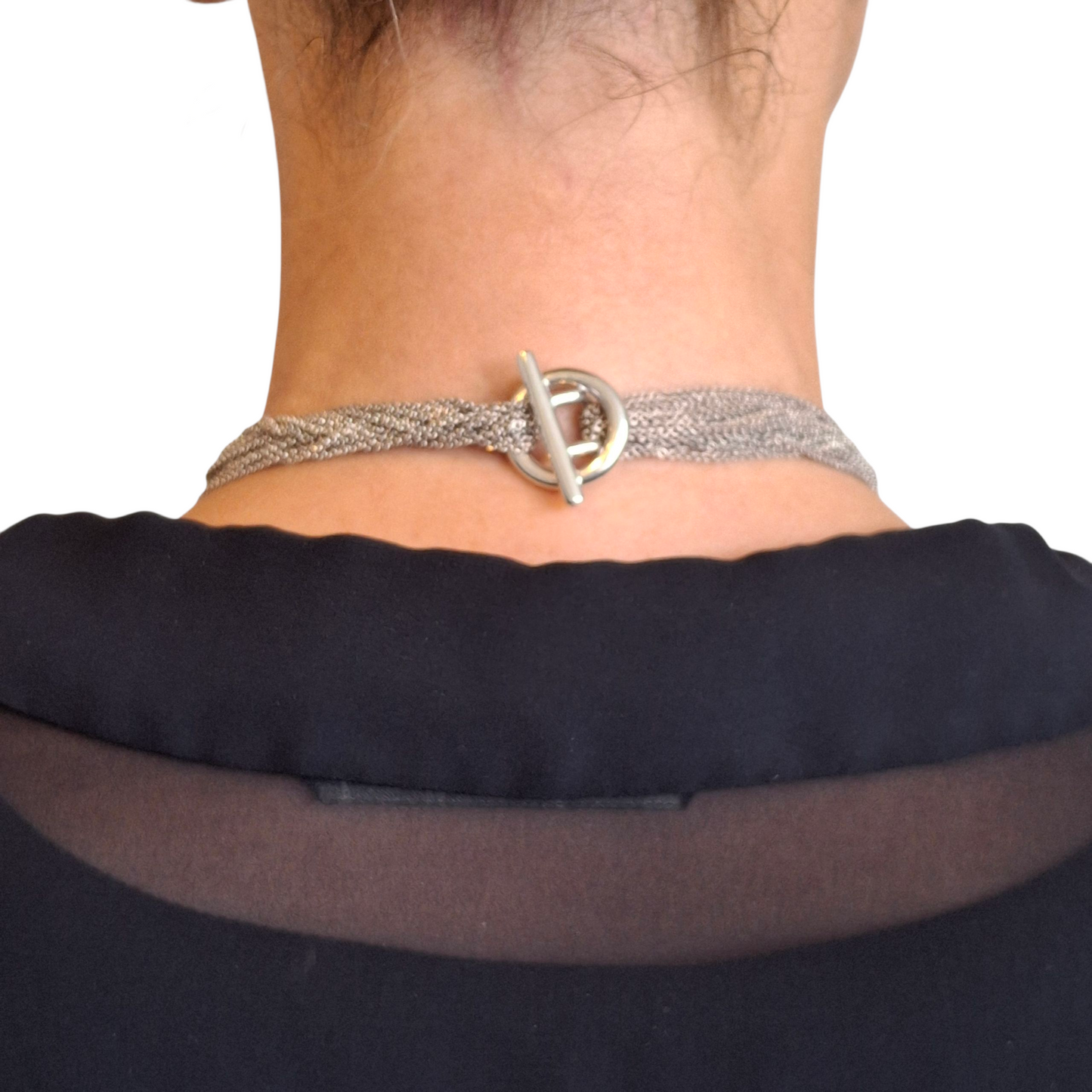 Vintage Tiffany & Co. Sterling Silver Multi Strand Heart Link Toggle Necklace