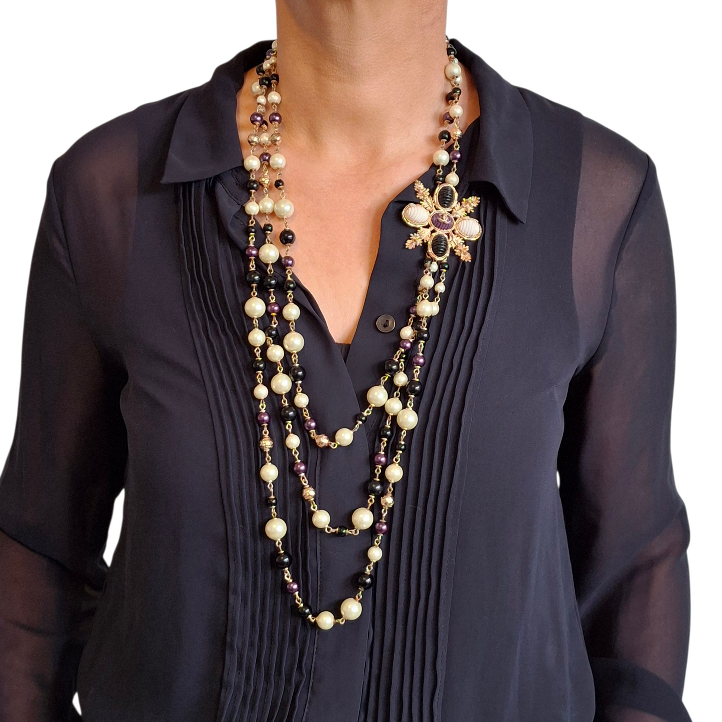 Chanel Multi Strand Beaded Staement Necklace