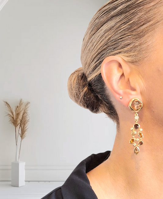 Exceptional Vintage Christian Dior Gold Plated Crystal Drop Earrings