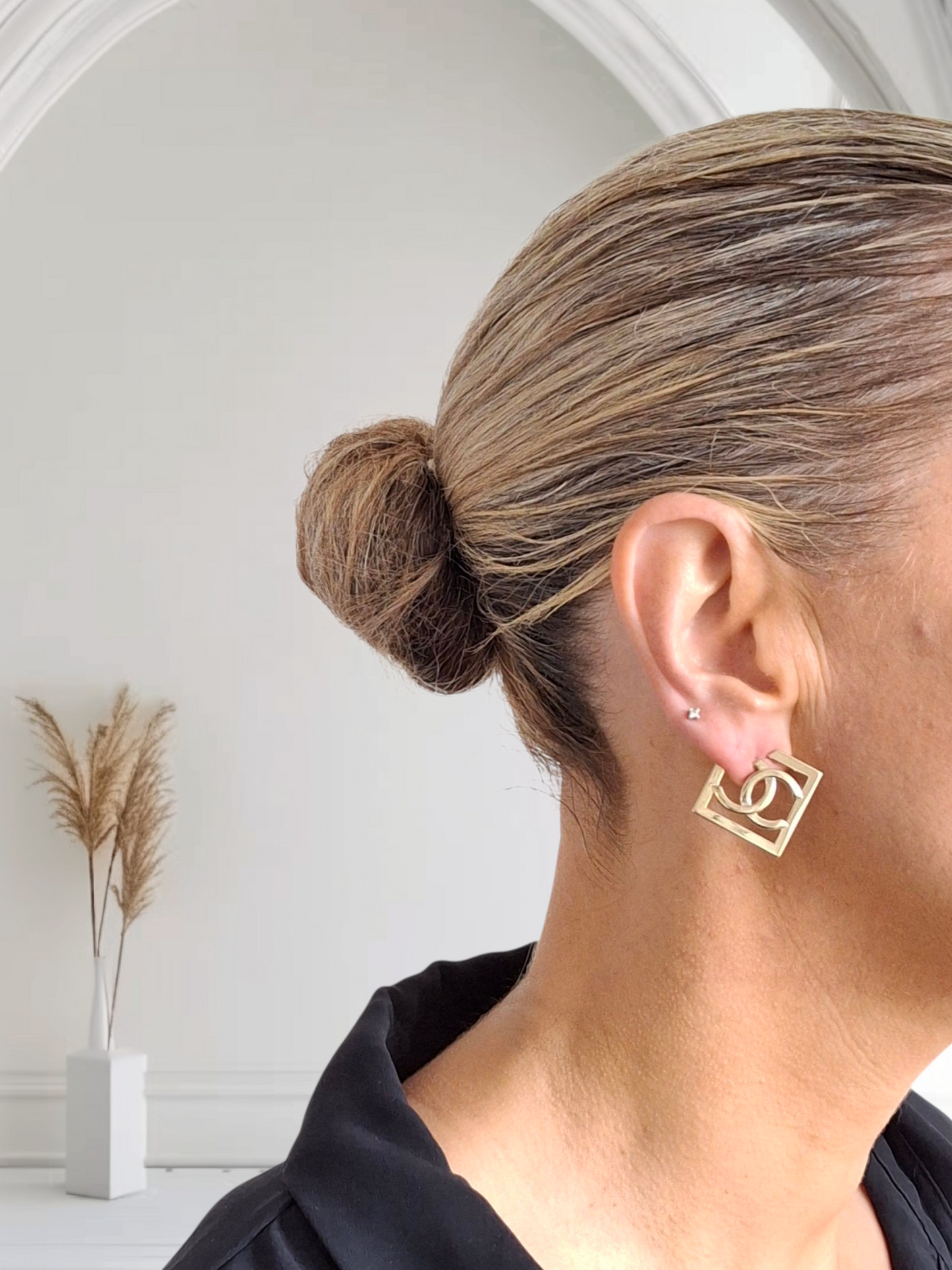 Chanel Square CC Logo Earings