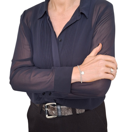 Return to Tiffany Sterling Silver Beaded Bracelet With Pink Enamel Heart Charm Tag