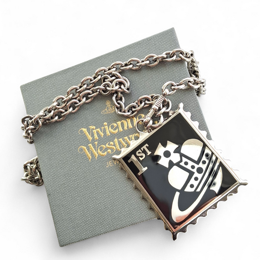 Vintage 1990s Vivienne Westwood XL Postage Stamp Necklace