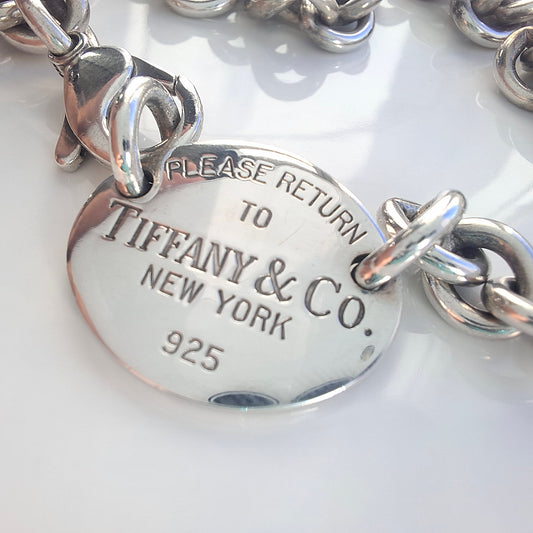 Vintage Silver Oval Tag Necklace by Tiffany & Co.