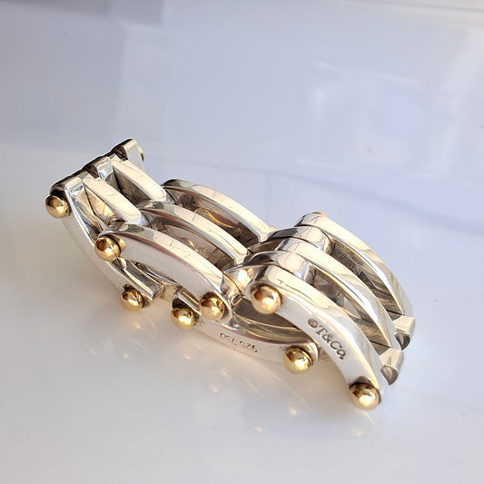 Vintage Tiffany & Co Gate Link Ring in 925 Silver and 18k Gold