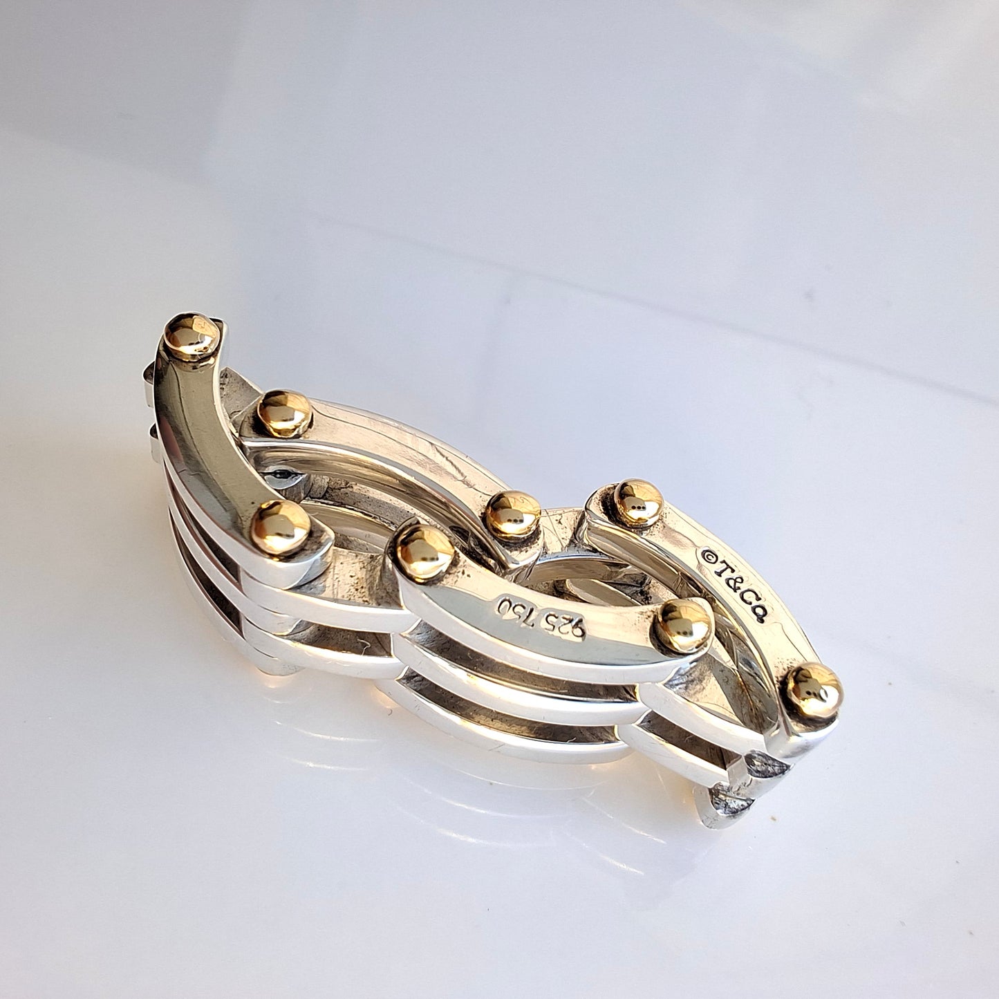 Vintage Tiffany & Co Gate Link Ring in 925 Silver and 18k Gold