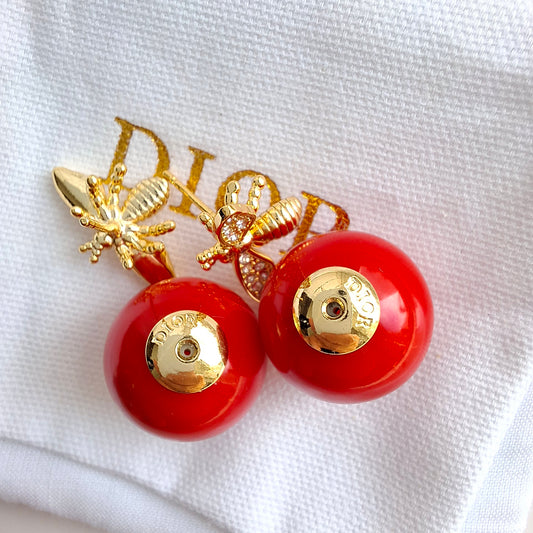 Dior Tribales Red & Gold Honey Bee Earrings