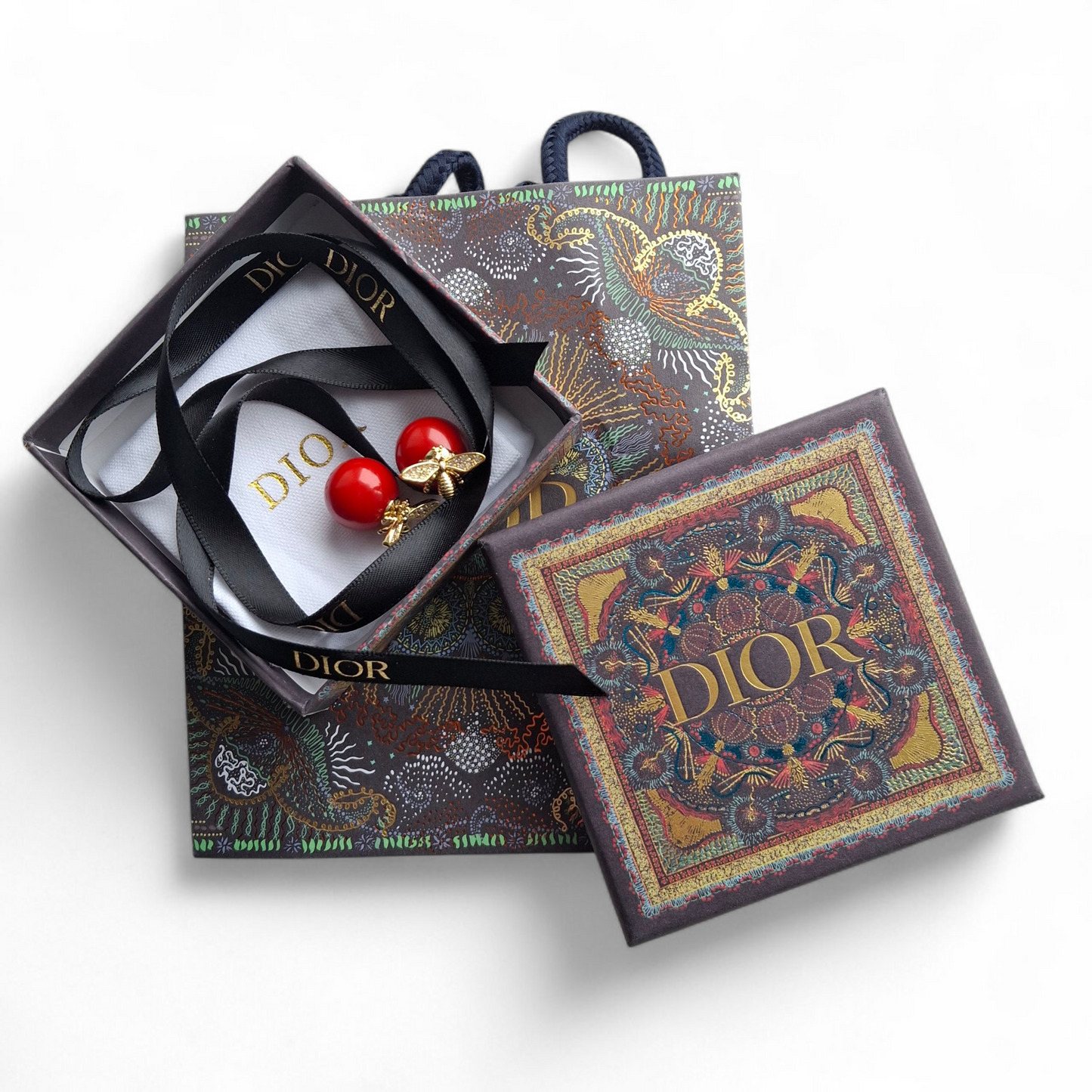 Dior Tribales Red & Gold Honey Bee Earrings