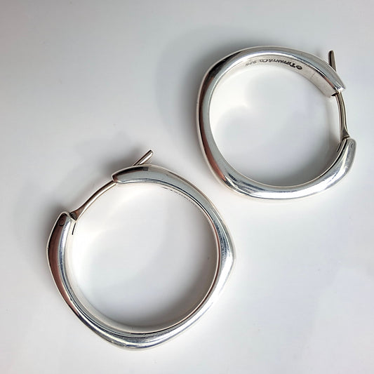 Vintage Tiffany & Co Square Cushion Hoop Earrings in Sterling Silver
