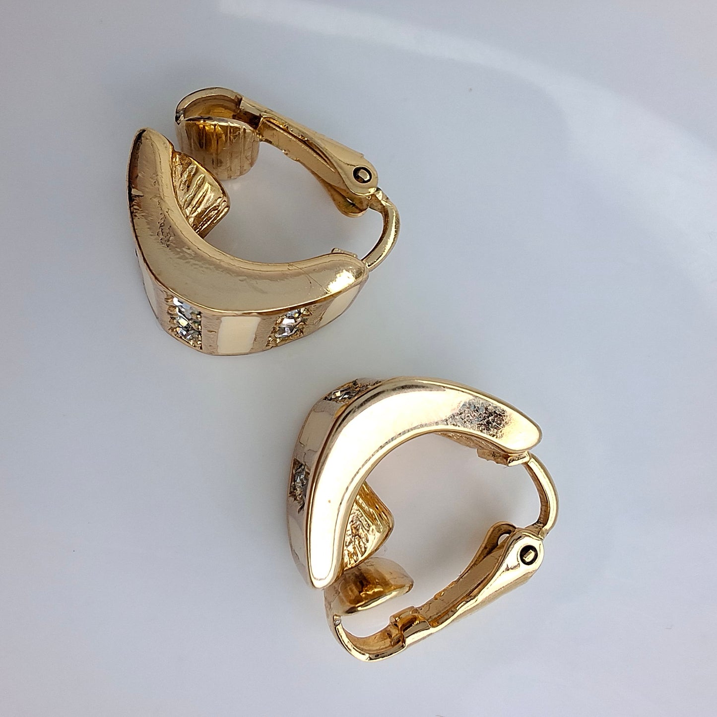Vintage Christian Dior Cream & Gold Enamelled Earrings