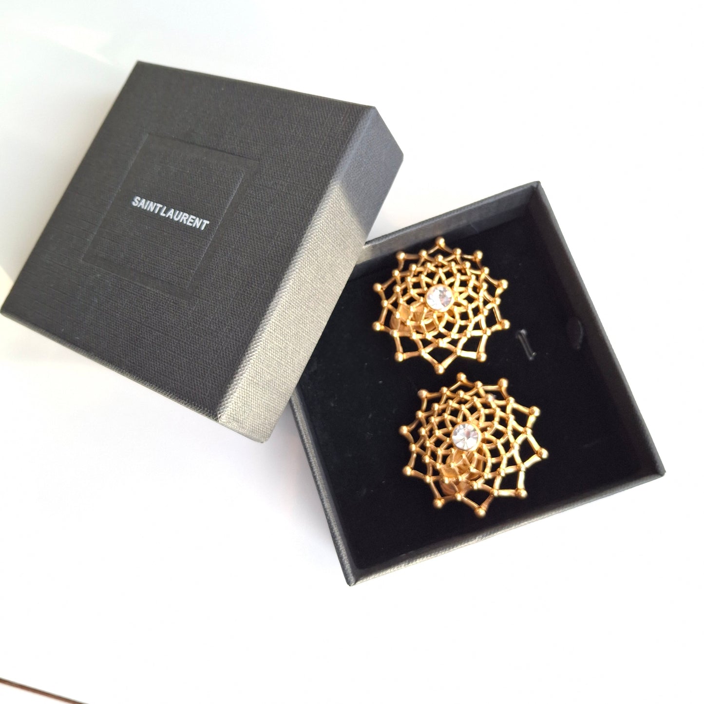 Yves Saint Laurent Gold Lattice Clip-on Earrings