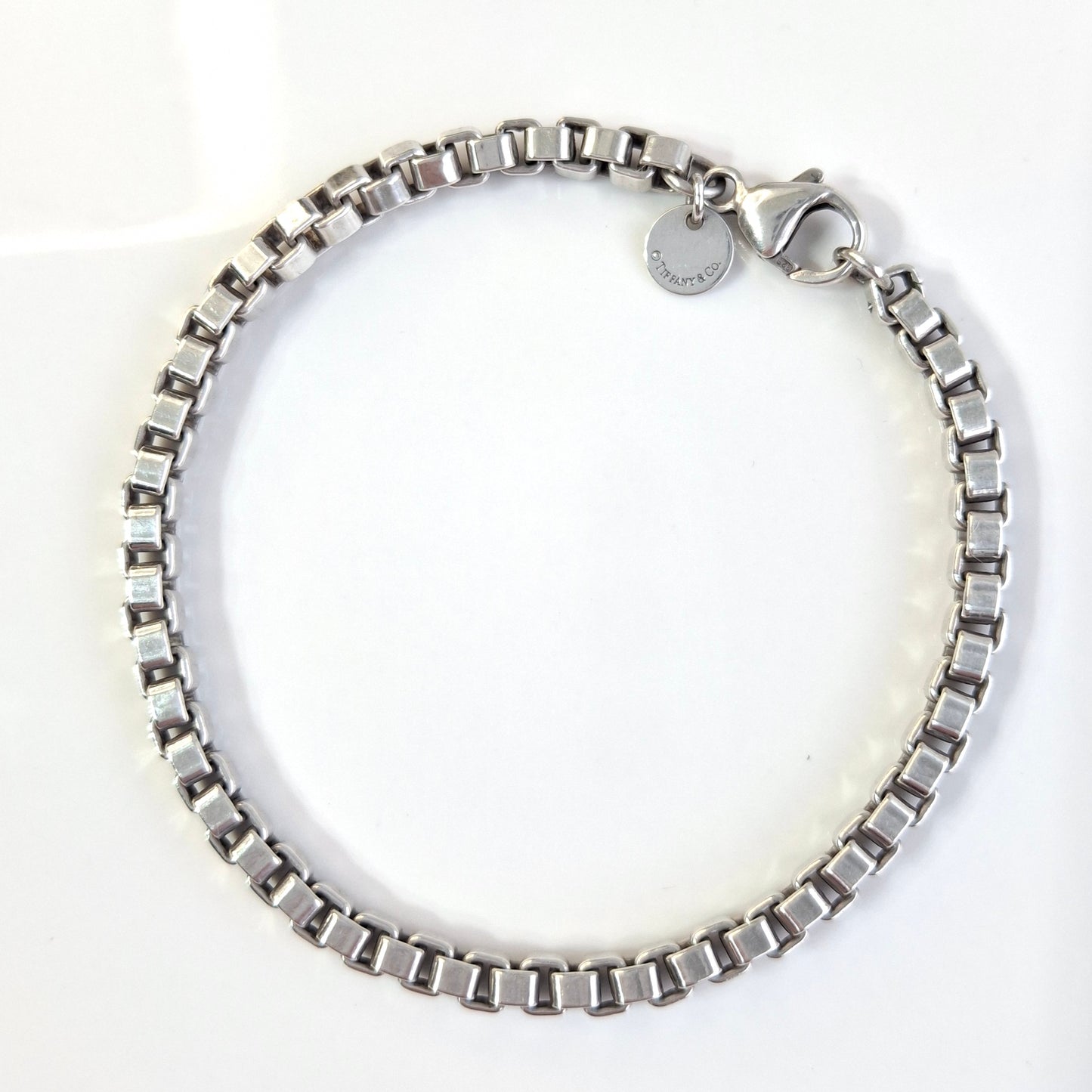 Vintage Tiffany & Co Venetian Square Link Bracelet in Solid 925 Sterling Silver