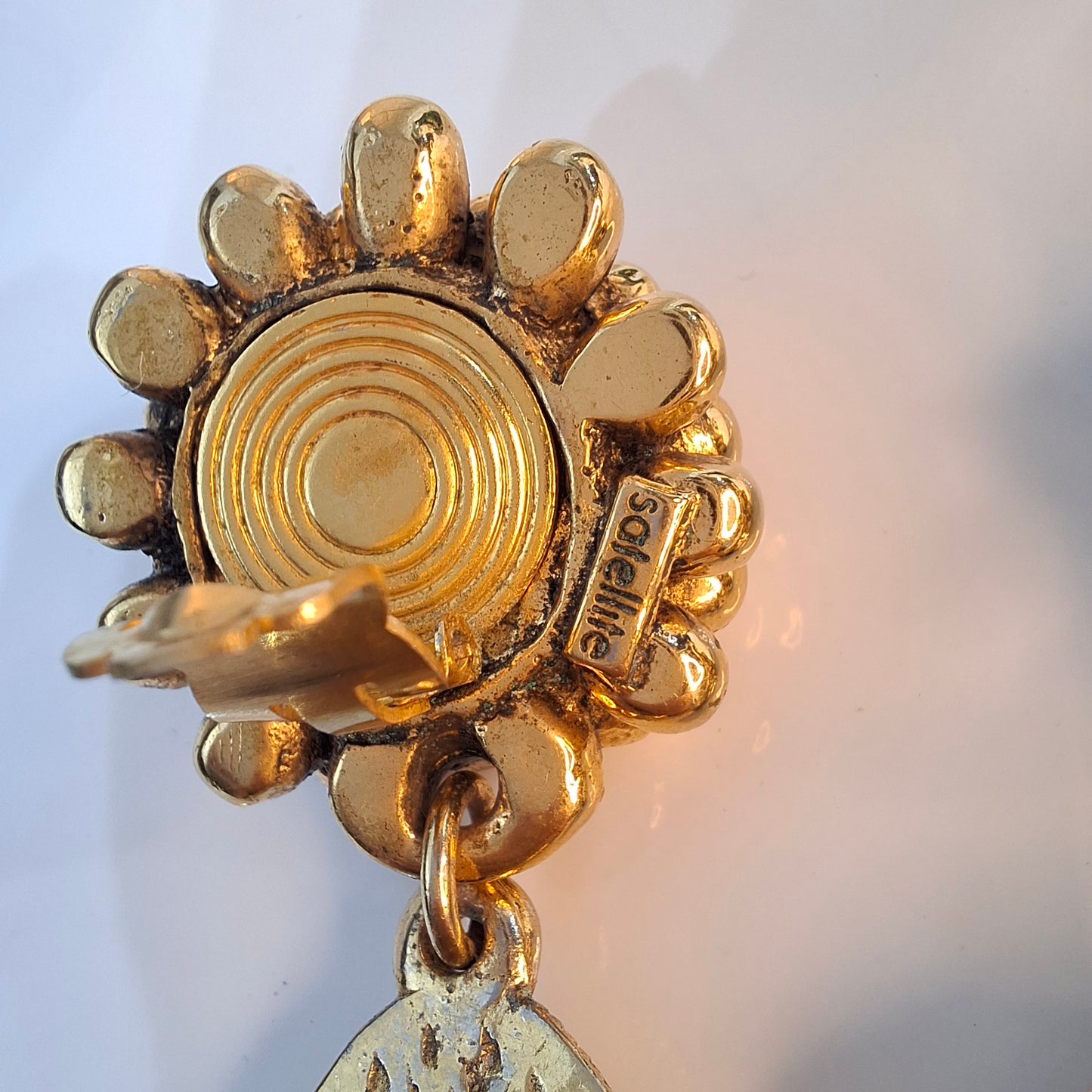 Vintage 1960s Green Glass Earrings By Satellite Paris