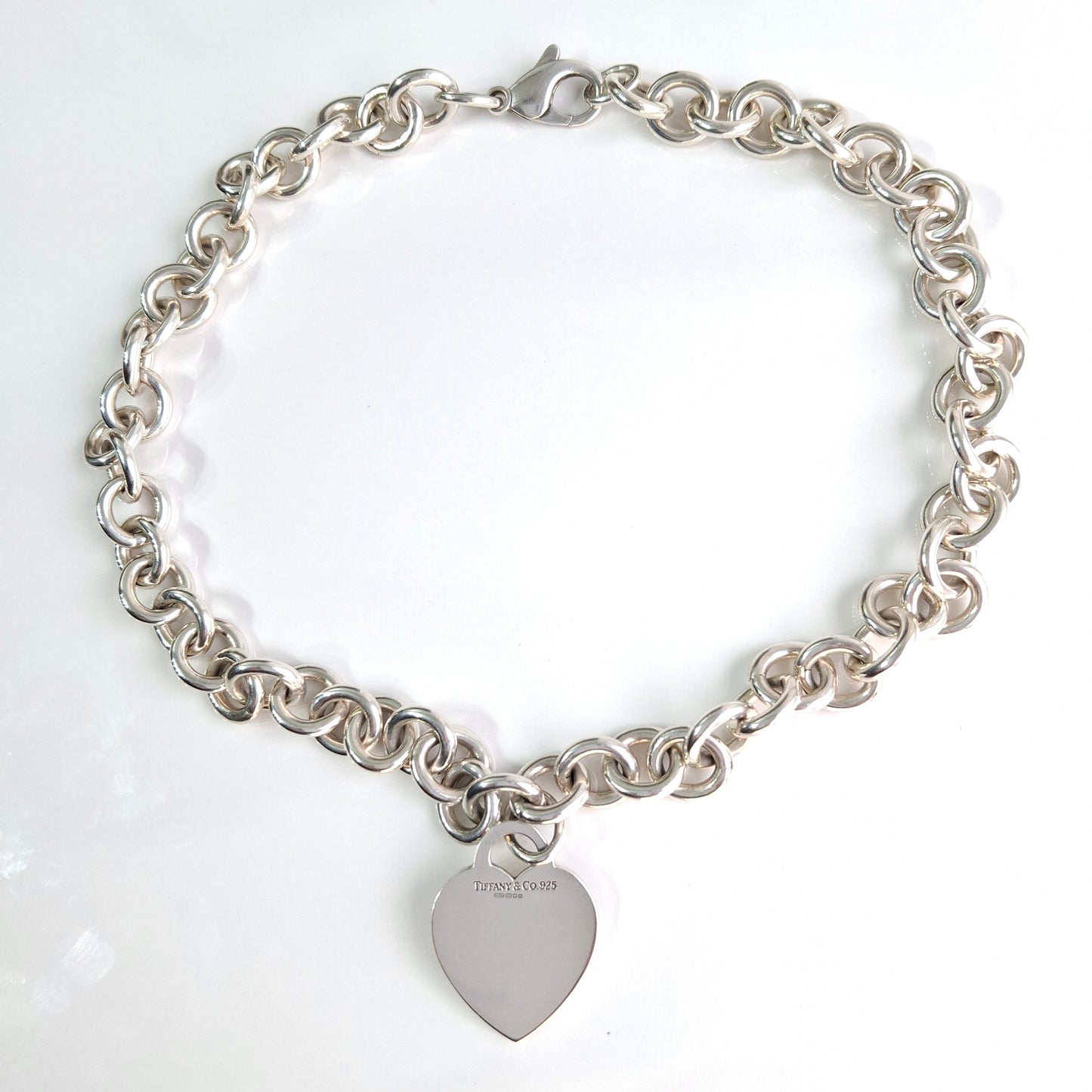 Tiffany & Co Hallmarked 925 Sterling Silver Heart Charm Necklace