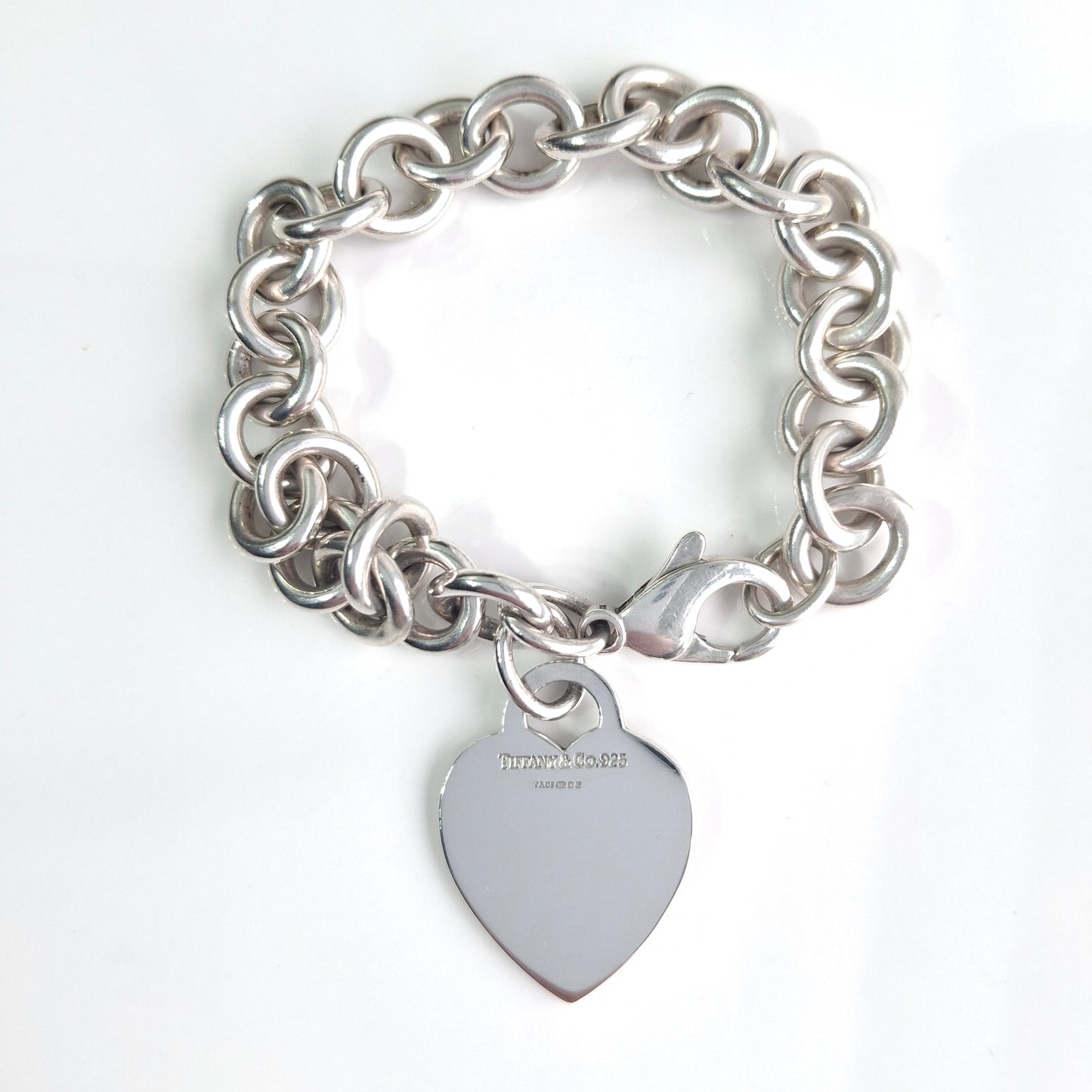 Vintage Tiffany & Co Heart Tag Charm Bracelet in Sterling Silver