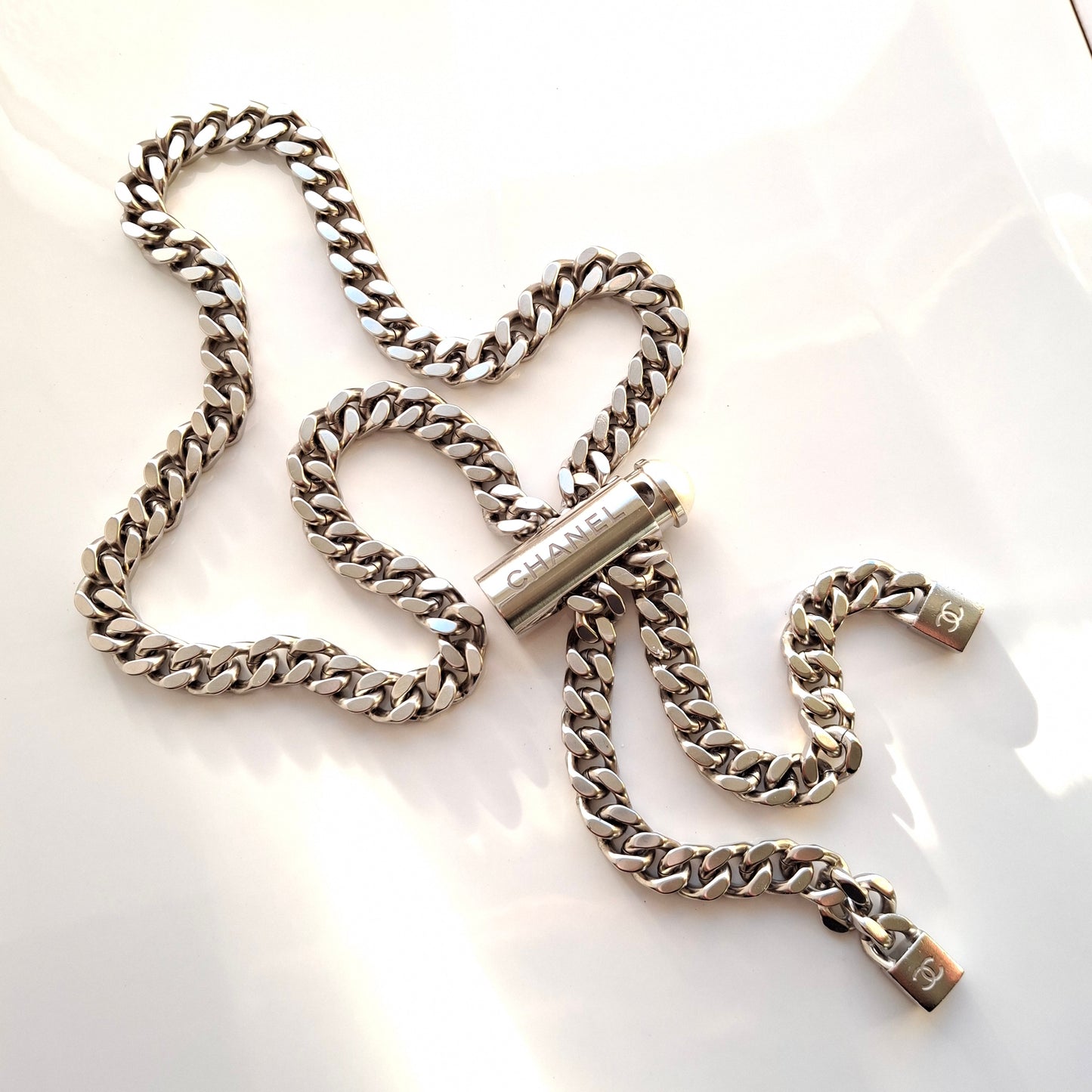 Chanel Adjustable Curb Chain Padlock Necklace