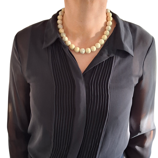 Vintage Tiffany & Co Howlite Necklace with Sterling Silver Toggle Clasp